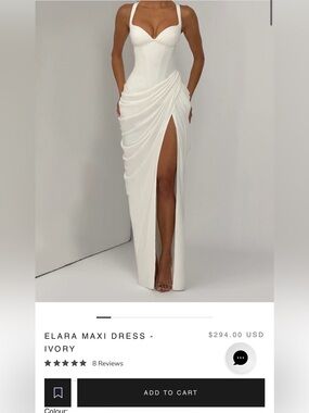 Baby Boo Elara Ivory Draped Maxi Dress with High Slit